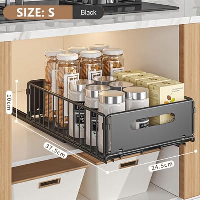 Keuken opbergrek Uittrekbare kast organizer Schuiflade opberglade Kruidenfles Kruiden opbergrek Keuken organizer black