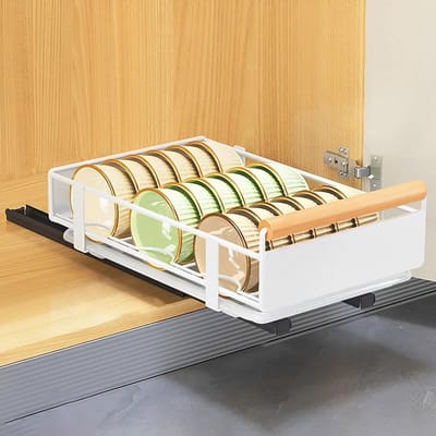Ruimtebesparend Afdruiprek voor Servies - Drooghouder met Houten Handvat (41 x 26 x 13 cm)