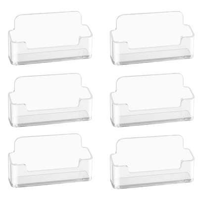 6 stuks visitekaartjeshouders, transparante visitekaartjeshouder, 23 x 100 x 30 mm, visitekaartjesstandaard voor displays, visitekaartjeshouder van acryl, visitekaartjeshouder, bureau voor op kantoor