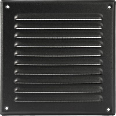 Vierkant ventilatierooster van zwart metaal 15,2 x 15,2 cm voor badkamer, huis, kantoor en keuken