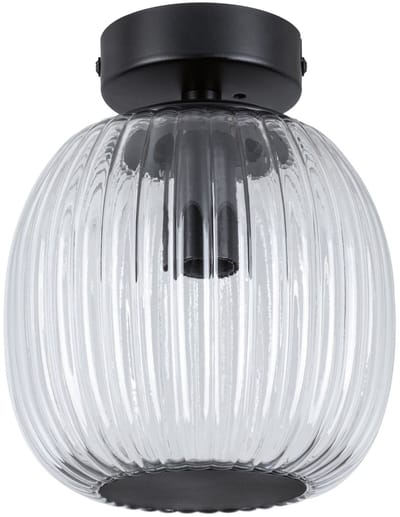 LED-plafondlamp Ruya IP44 E14 230V max. 20W dimbaar Glas, Zwart mat