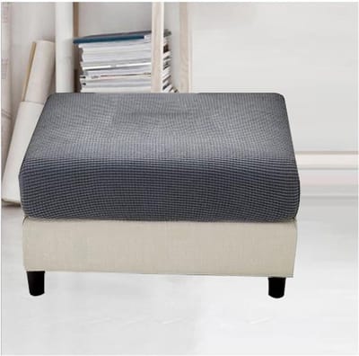 Ottoman Hoes - Voetbank Cover - Meubels Beschermen - Super Stretch Zacht - 70x90 cm - Donkergrijs