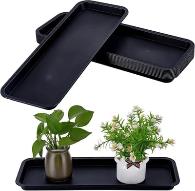 Omgoods - 10 Stuks Rectangulaire Plastic Plantenschaal - 40x15.2cm Zwart