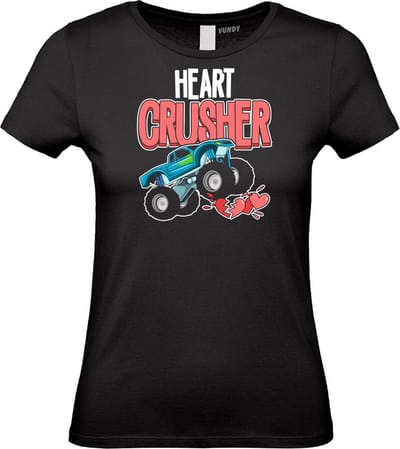 Dames t-shirt Heart Crusher | Valentijn cadeautje voor haar | Valentijn | Valentijnsdag voor vrouwen | Zwart Dames | maat XS