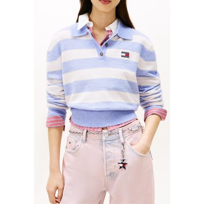 Kort knitwear-poloshirt met mix van alpaca en wol model 'TJW FLUFFY POLO SWEATER'