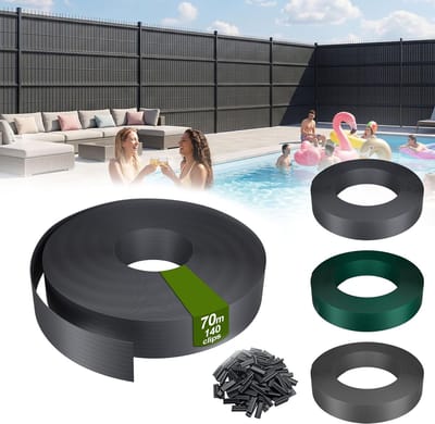 PVC Sichtschutzstrips - Met 140 Bevestigingsclips - Voor Dubbelstaafmatten & Enkelstaafmattenhek - 70m x 4,7cm - 100% Ondoorzichtig - Windbeschermend - UV-bestendig & Waterdicht - Antraciet - NAIZY