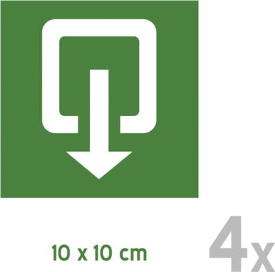 Pictogram/ bordjes (4x) | Nooduitgang met pijl | 10 x 10 cm | Voordeel verpakking | Brand | Exit | Noodgevallen | 4 stuks
