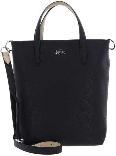 LACOSTE Handtas Schoudertas Anna Z Vertical Shopping Bag Noir Krema Zwart