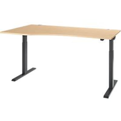 Buro ERGO-T 2.0 - elektrisch in hoogte verstelbaar - vrije vorm aanbouw links - B 1800 x H 715-1205 mm - T-voet antraciet - ahorn decor - ons merk Schäfer Shop Select