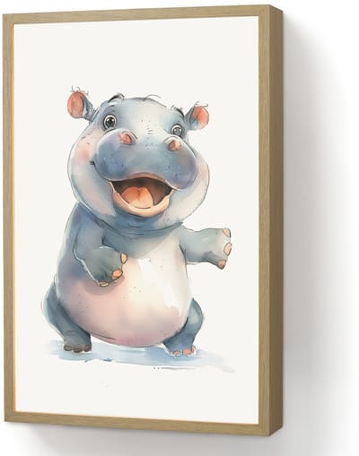 Nachtlampje 40x60 cm - Kinder lamp - Nijlpaard - Baby dier - Dieren - Tafellamp kinderkamer draadloos - Slaapkamer lampje - Bedlamp kinderen - Kinderlampje - Wandlamp babykamer - Nachtlampjes