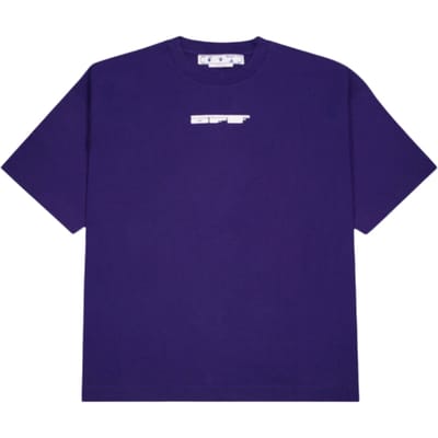 Gebroken wit teddypijllogo over skate fit paars T-shirt