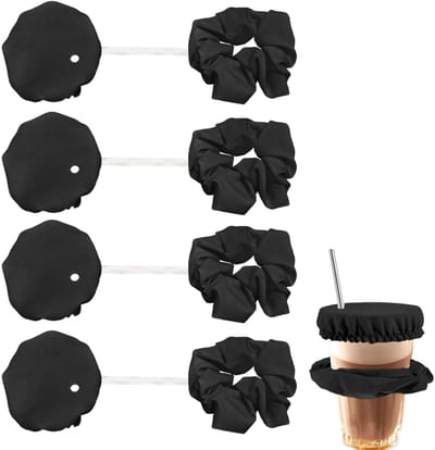 Dailygoods- Drankdeksels set van 4 - Herbruikbare Dekselbeschermers - Elastisch - Voor Feestjes/Buitenactiviteiten - Bescherming tegen Stof/Morsen - Drinkhoezen