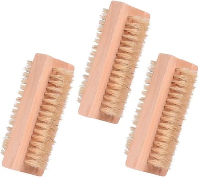 TOVBMUP Nagelborstel - Hout - tweezijdig - Reinigingsborstel - 3 stuks - 9,6 x 3,7 cm
