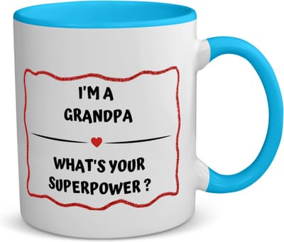 Akyol - i'm a grandpa what's your superpower? koffiemok - theemok - blauw - Opa - opa met superkracht - verjaardag - cadeautje voor opa - opa artikelen - kado - geschenk - 350 ML inhoud
