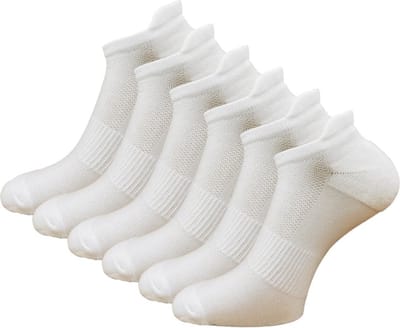 6 paar Compressie Hardloop Sneakersokken - Off-white - Maat 43-46
