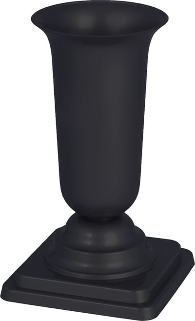 Form Plastic Grafvaas - kunststof - zwart - H27 cm - decoratie - bloemenvaas voor op een herdenkingsplaats/kerkhof - op sokkel