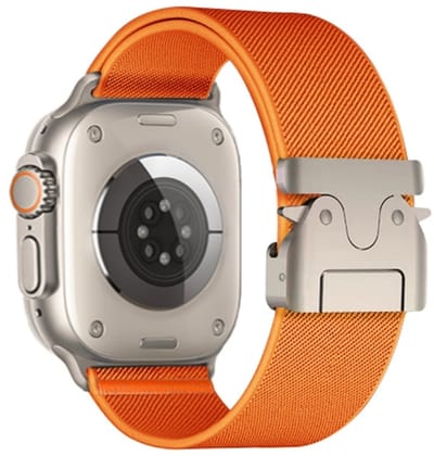 Nylon bandje - geschikt voor Apple Watch 1/2/3/4/5/6/7/8/9/10/11/ SE (1,2,3) met maat 38 mm / 40 mm / 41 mm en 42 mm (Watch 10/11) - oranje