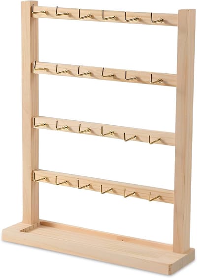 Oorbelstandaard, 4 dieren, sieradenstandaard, oorbelhouder, hout, sieradendisplay, standaard, oorbelorganizer, sieradenstandaard met haken, houten sokkel voor oorbelkaarten, armbanden