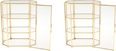Glazen Sieraden Doos - Make-up Organizer Vitrine - Sieraden Opbergen - Achthoekige Vorm - 21.5x16.5x10cm - Transparant