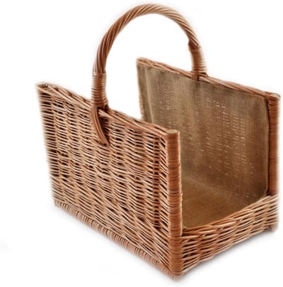 Houtmand Riet - Mand Korf - Haardhout Opslag - Handgemaakt EU - 36x53x30cm - Bruin