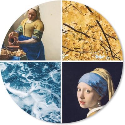 Muismat rond 20x20 cm - Mousepad Melkmeisje - Meisje met de parel - Collage - Ronde muismatten