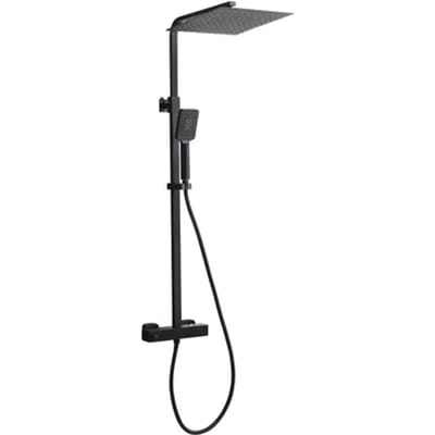 Essebagno Regendouche Square - Met Thermostatische Kraan - Zwart - Mat - Vierkant - Met Handdouche - 15cm Hartafstand - 3-straals - Waterbesparend