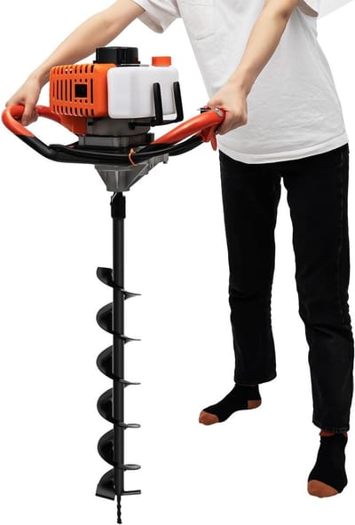 Grondboor - Tuinboor Aardboor - Gaten Boren - Inclusief 3 Boorbits - 52cc - Zwart