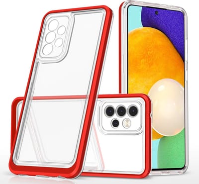 Hoesje Geschikt Voor Samsung Galaxy A72 5G hoesje transparant cover met bumper Rood - Ultra Hybrid hoesje Hoesje Geschikt Voor Samsung Galaxy A72 5G case
