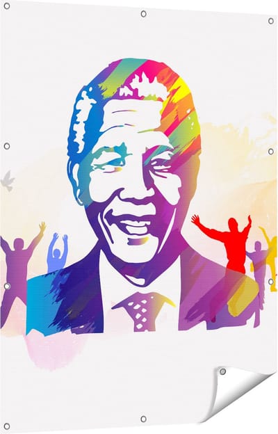 Gards Tuinposter Nelson Mandela - 90x120 cm - Tuindoek - Tuindecoratie - Wanddecoratie buiten - Tuinschilderij