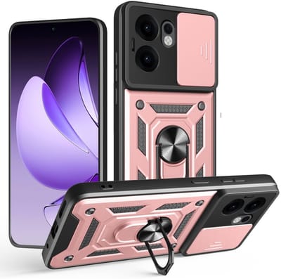 Coverup Hoesje - Geschikt voor OPPO Reno13 F / FS 5G Hoesje - Coverup Armor Ring Kickstand Back Cover met Camera Shield - Rose Gold