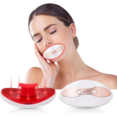 Lip Plumper Apparaat Rood Licht Therapie, 2 in 1 Lip- en Oogverzorgingstool met Verwarmd voor Anti-Aging, Gladmaken van Liprimpels, Lip Plumper wit