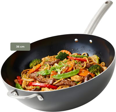 ISENVI Murray Wokpan Inductie - 36 cm (XL) - Keramisch - RVS Greep - Wok - PFAS, PTFE Vrij - Alle Warmtebronnen