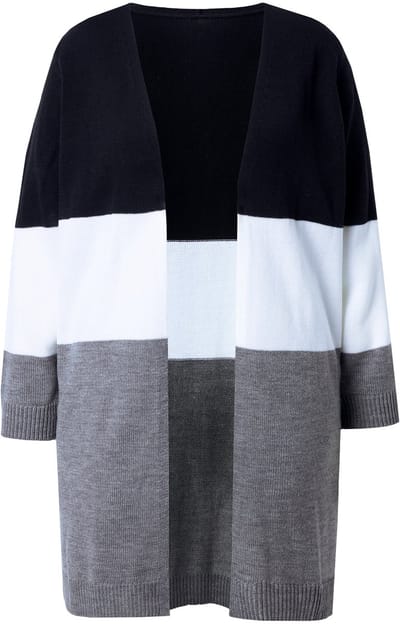 Angel of Style - Dames - Lang vest blokstrepen open model - Zwart - Maat 50+