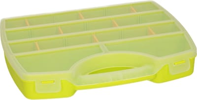 Plasticforte Opbergkoffertje/opbergdoos/sorteerbox - 13-vaks - kunststof - groen - 25 x 21 x 4 cm