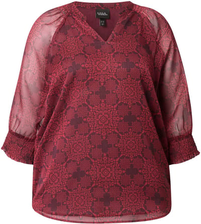 Ulla Popken - Dames - Tuniek oversized tuniekhals lange mouwen - Rabarberrood - Maat 54+