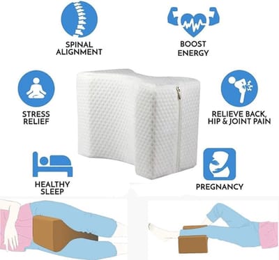 Collini Kniekussen met band voor zwangere vrouwen in bed - Orthopedisch & Ergonomisch Beenkussen - Traagschuim - Zijslaapkussen - Zijslaper en Rugslaper - Kussen Benen - 30 Dagen Proberen - Kniekussens Volwassenen
