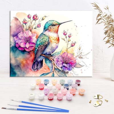DIY Schilderen op Nummer voor Volwassenen - Kolibrie en Dieren, Beginnersvriendelijke Schilderset, Creatieve Hobby voor Thuis