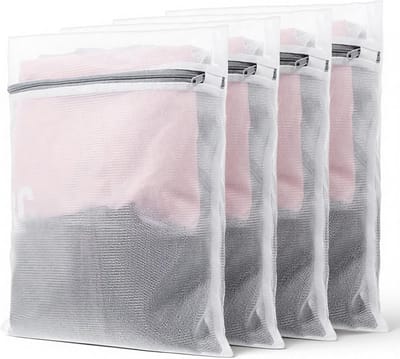 4 x Wasnet voor Wasmachine, 30 x 40 cm, Waszak met Rits voor Kleding, Sweaters en Ondergoed
