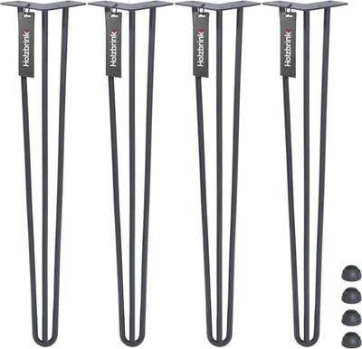 Set van 4 Stalen Hairpin Tafelfrezen met 3 Stangen - 72 cm - Antracietgrijs
