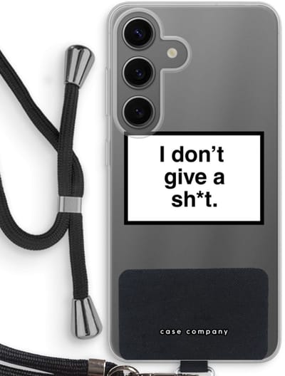 Case Company® - Hoesje met koord geschikt voor Samsung Galaxy S24 hoesje met Koord - Don't give a shit - Telefoonhoesje met Zwart Koord - Bescherming aan alle Kanten en Over de Schermrand