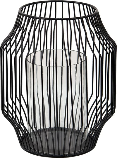 Clayre & Eef Windlicht Ø 23x28 cm Zwart Metaal