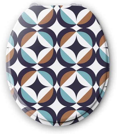 Houten Toiletzitting met Prints - WC-bril met Soft Close en RVS Scharnieren - Universele Pasvorm