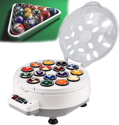 Biljartbal Reiniger - Poolbal Polijster - Ballen Schoonmaken - Automatische Rotatie - 16 Ballen - Zwart