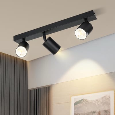 Glitzerlife - Plafondspot Plafondlamp - 3xGU10 fitting - draaibare Opbouwspot 350° - metalen plafondspots - moderne plafondverlichting - Ø42cm - Zwart