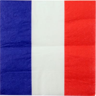 Frankrijk landen thema servetten - 20x - blauw/wit/rood - 3-laags papier - 33 x 33 cm