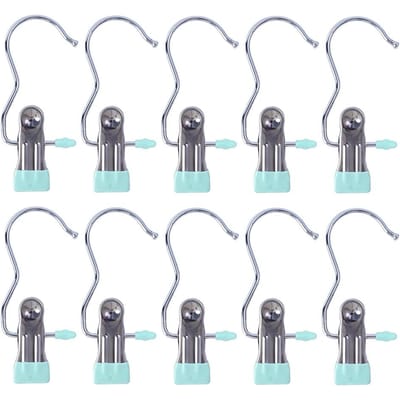 1-10 Stuks Clip Roestvrij Staal Kledingclip Multifunctionele Laars Organizer Kledingknijpers Waslijn Haak Huis Opberging voor Kleding Handdoek 1PCS lichtgroene kleur