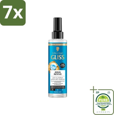 7 x Gliss - Anti-Klit Spray Aqua Revive - Voor Hydraterend en Makkelijk Doorkambaar Haar - 200 ml - Grootverpakking - Glans Spray - Anti-Klit Spray - Hydratatie Haar - Droog Haar - Haar Verzorging