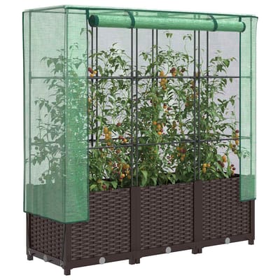 vidaXL - Plantenbak - verhoogd - met - kashoes - 120x40x138 - cm - rattanlook