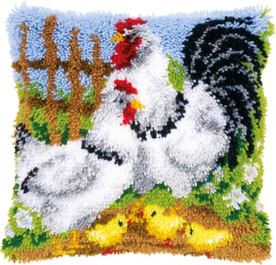 Vervaco - Knoopkussen kit - Kippenfamilie op de boerderij - PN-0148984 - Borduren - Borduurpakket - Borduurpakket volwassenen - Borduurpakket kind