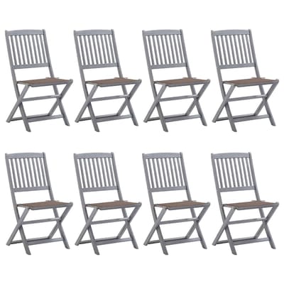 vidaXL - Inklapbare - stoelen - 8 - st - met - kussens - massief - acaciahout